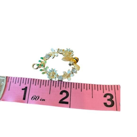 Gold-Tone Floral & Bee Pendant Charm With Enamel Accents - Picture 4 of 4